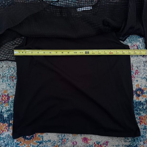 Anne Fontaine Black Geometric Printed‎ Sheer Nolann Blouse Oversized  Sz 44 US12 - Picture 5 of 8